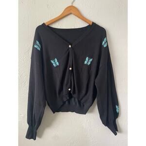 NWOT Butterfly Pearl Button Cardigan Plus Fairygrunge Whimical Kidcore Spring 3X